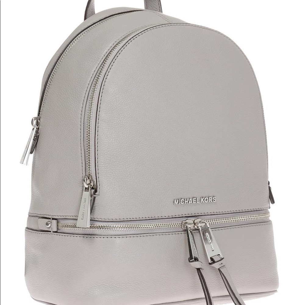 Michael Kors Rhea Zip Small Backpack Bag Pearl Gray